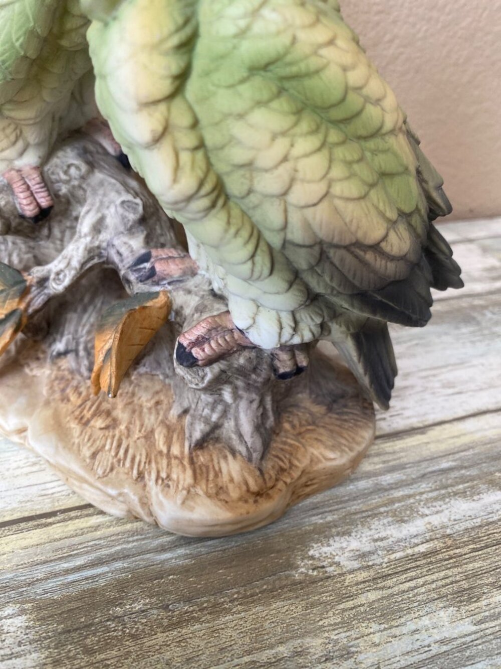 Vintage Andrea by Sadek Green Cockatoos Parrots Figurine Pair - No Box - Picture 12 of 14